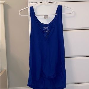 Blue tank top with 3 buttons